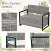 PE Rattan Deck Box Seat with Padded Cushion & Large Storage-Gray