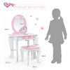 2 in 1 Kids Vanity Table and Chair Set Princess Makeup Dressing Table Writing