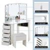 White Corner Dressing Table Makeup Desk Vanity Table 5 Drawers with Bubls