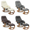 Faux Leather Swivel Recliner Chair Wooden Base w/Foot Stool Armchair Home Office