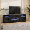 70" Fireplace TV Stand Electric Heater W/12 Color Backlight 3 Color Flame Remote