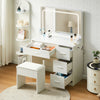 Dressing Table With 4 Drawers Mirror Stool Set Makeup Desk Vanity Table Bedroom