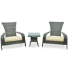 3Pcs Wicker Adirondack Set Ergonomic Oversized Rattan Chairs w/Table