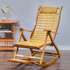 Bamboo Rocking Chair Extra Retractable Sun Bed Patio Lounger Reclining Armchair