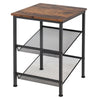 3-Tier Industrial Side Table Nightstand Storage Organiser W/ Adjustable Shelves