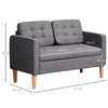 Modern 2 Seater Sofa with Hidden Storage Tufted Cotton Compact Loveseat Grey