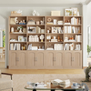 Bookcase 6 Tier Bookshelf with Doors Tall Storage Cupboard Display Unit Oak Home