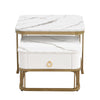 Nesting Coffee Table Side Table with Drawer Marble Exterior Square Set of 2