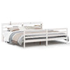 Bed Frame with Headboard White 200x200 Solid Wood Pine H1H9