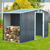 4*8/6*8/8*8/10*8ft Metal Garden Storage Shed Roof Tool Firewood w/Sliding Door
