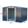 10 x 8ft Dark Grey Apex Roof Garden Shed Galvanized Steel Outdoor w/ Foundation