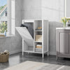 Bathroom Organizer White Wooden Iron Shelf Large Capacity w Dirty Clothes Basket