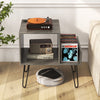 Mid-century Modern End Table Record Player Stand Turntable Stand w/Power Outlet