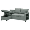 3 Seater Grey Linen Fabric Sofa Bed Pull Out Sofabed with Storage Lounge Chaise