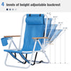 2 Pcs Folding Beach Chair 4 Position Portable Backpack Camping Chair Cup Holder