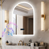 Arched LED Wall Mirror for Bathroom Backlit Anti-fog Time,Temp.Display Bluetooth