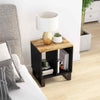 Solid Wood Side Table - Industrial-Style End Sofa Table with Metal Legs, T4U6