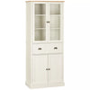 Kitchen Cupboard, 5-tier Storage Cabinet with Adjustable Shelves Drawer, Cream
