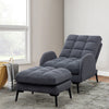 Frosted Velvet Adjustable Armchair Soft Accent Single Sofa Recliner w/Footstool