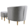 Single Sofa Seat Fabric Upholstered Bucket Back Chair Accent Armchair W/ Ottoman