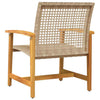 Garden Chairs Outdoor Chair 2 pcs Beige Poly Rattan and Acacia Wood