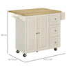 Drop-Leaf Kitchen Island on Wheels Utility Storage Cart with Drawers & Cabinet