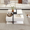 Modern Coffee Table With 4 Hidden Drawers Wooden Living Room Furniture, White