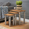 Corona Nest of Tables Grey Wax Piccolo Solid Pine 3 Living by