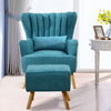 Velvet/Linen Shell Wing Back Upholster Accent Armchair Sofa Cushion Footstool UK