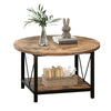 Round Coffee Table with Storage Shelf, Metal Legs, for Living Room & Office
