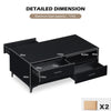 Black High Gloss Coffee Table with Four Storage Rectangular Living Room Modern