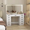 Dressing Table and Stool set 11 Drawer Makeup Table with Glass Top Vanity Desk