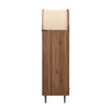 Modern Walnut Wardrobe 79x50x175cm: Fabric Doors, Storage Drawer, Wooden Legs