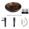 Bathroom Basin Tempered Glass Sink Clockroom Countertop Wash Bowl Tap Waste Set