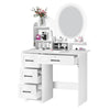 Led Light Vanity Dressing Table Set Bedroom Makeup Desk With Mirror 4 Drawers