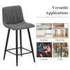 Grey Bar Stools X2 Faux Leather Pub Chairs With Footrest Kitchen Furniture