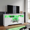 High Gloss 2 Door TV Unit Cabinet 135cm White TV Stand Sideboard Entertainment