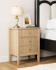 HEYZOEY Bedside Table Chest of 3 Drawers, Bedside Cabinet Wooden Nightstand, Oak