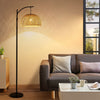 Tall Standing Floor Lamp Standard Living Room LED Bulbs Bamboo Bell Lampshade