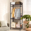 Industrial Clothes Rail Coat Stand Garment Rack Open Wardrobe w/ 3 Shelf