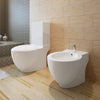 Stand Toilet & Bidet Set White Ceramic M4Y3