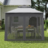 Pop Up Garden Gazebo 3m Heavy Duty Backyard Waterproof 2-Tier Party Tent Grey