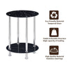 Nest of 3 Black Clear Tempered Glass Side End Lamp Sofa Tables Nested Tables