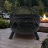 Neo Black Outdoor Heater Fire Pit Bowl Garden Patio Grate Lid Poker BBQ