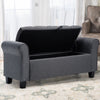 Vintage Grey Storage Bench Fabric Upholstered Ottoman Window Seat Bed End Stool