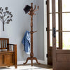 Solid Wood Coat Stand Heavy Duty Freestanding Hallway Coat Rack Tree w/ 8 Hooks