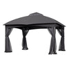 4x3.25m Metal Gazebo Garden Pavilion Canopy with 2-Tier Roof and Tulle Netting
