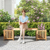 Patio Wooden Bench with Planter Outdoor Conversation Bench Set