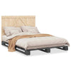 Bed Frame with Headboard Grey 140 x 200 Solid Pine Wood, Bed, Bedroom P3F2
