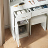 White Dressing Table with LED Lighted Mirror Stool Drawer Vanity Set Makeup Desk